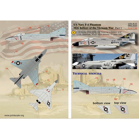 Decals for 1/48 F-4 Phantom MIG Killers Vietnam War Part.1