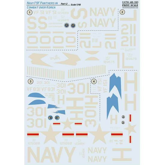 Decals for 1/48 Navy F9F-2 -3 Panthers in Combat over Korea Part.2