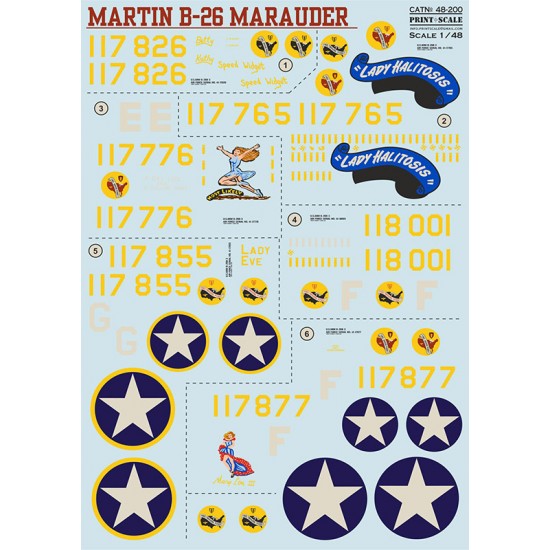 Decals for 1/48 Martin Marauder B-26B-MA