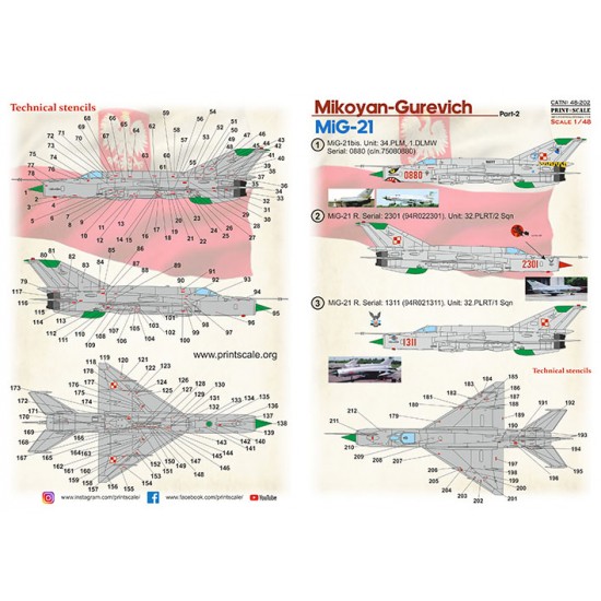 Decals for 1/48 Polish Air Force Mikoyan-Gurevich MiG-21 Part 2 Decals for 1/48 Polish Air Force Mikoyan-Gurevich MiG-21 Part 2