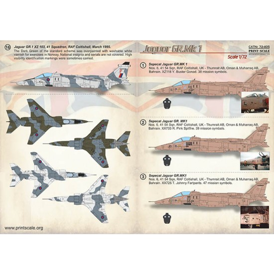 Decals for 1/72 Jaguar GR.Mk1 Decals for 1/72 Jaguar GR.Mk1