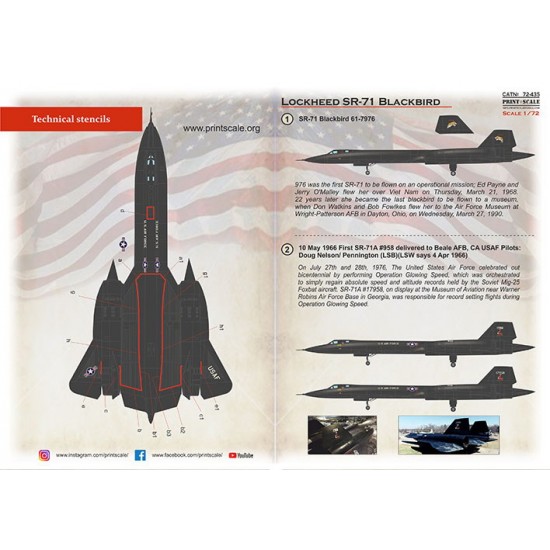 Decals for 1/72 Lockheed SR-71 Part1