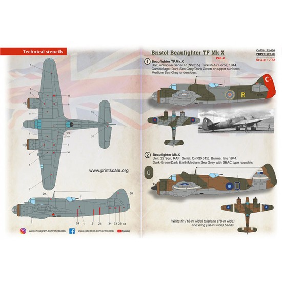 Decals for 1/72 Bristol Beaufighter Mk.X Part 2 Decals for 1/72 Bristol Beaufighter Mk.X Part 2
