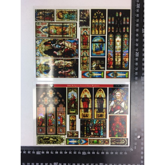 1/16,1/35,1/72 Religious Stained Glass Windows (22 windows in many different sizes)