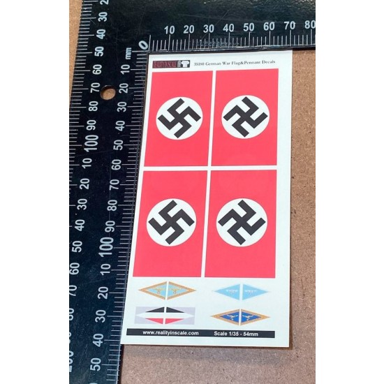 1/35 WWII German War Flags & Vehicle Pennants - 12 Decals