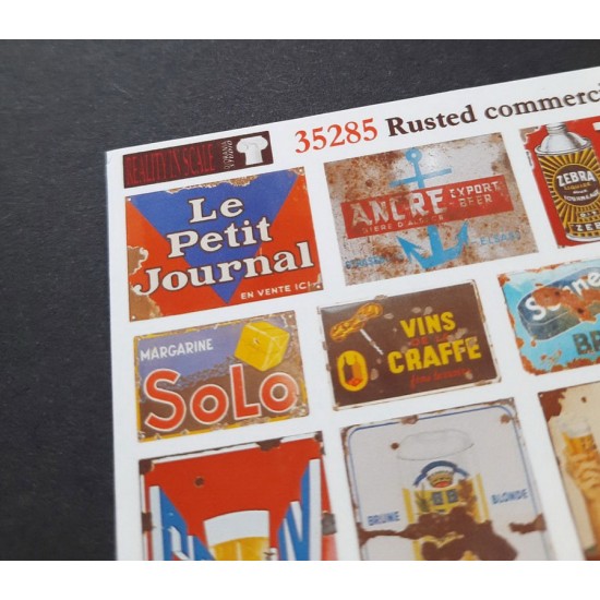 1/48 - 1/35 Rusted Commercial Signs - France Set #1