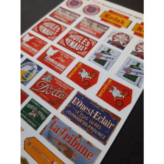 1/48 - 1/35 Rusted Commercial Signs - France Set #2 1/48 - 1/35 Rusted Commercial Signs - France Set #2