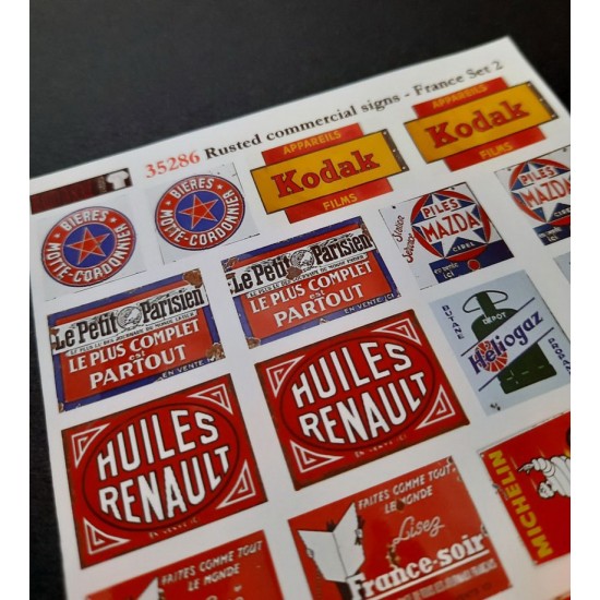 1/48 - 1/35 Rusted Commercial Signs - France Set #2 1/48 - 1/35 Rusted Commercial Signs - France Set #2