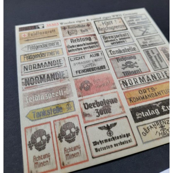 1/48 - 1/35 WWII German Wooden & Rusted Signs