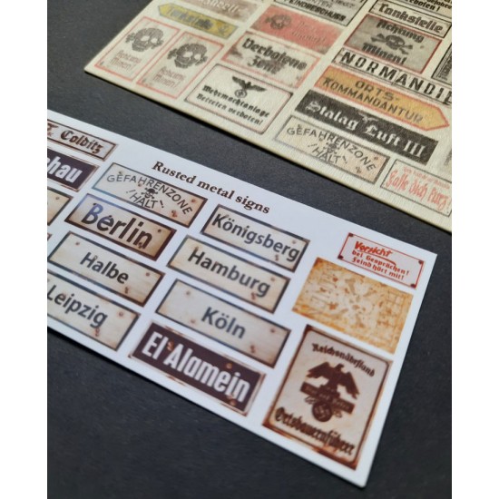 1/48 - 1/35 WWII German Wooden & Rusted Signs