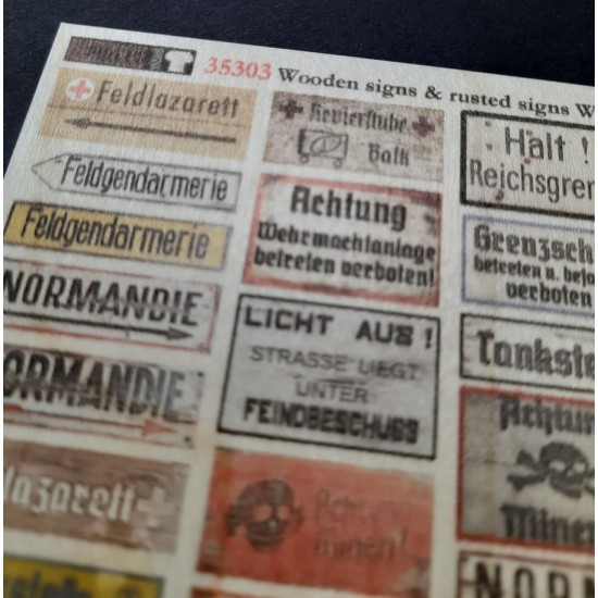 1/48 - 1/35 WWII German Wooden & Rusted Signs