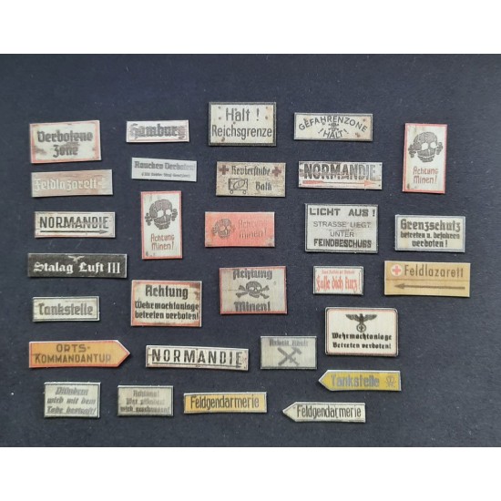 1/48 - 1/35 WWII German Wooden & Rusted Signs