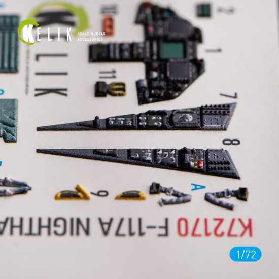 1/72 F-117A NIGHTHAWK Interior parts (3D decals) for Hasegawa kit 1/72 F-117A NIGHTHAWK Interior parts (3D decals) for Hasegawa kit
