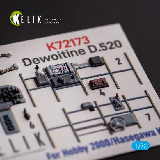 1/72 Dewoitine D.520 Interior parts (3D decals) for Hobby 2000/Hasegawa kit 1/72 Dewoitine D.520 Interior parts (3D decals) for Hobby 2000/Hasegawa kit