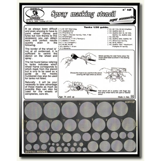 1/35 Spray Masking Stencil Vol.1 for Tank Roadwheels