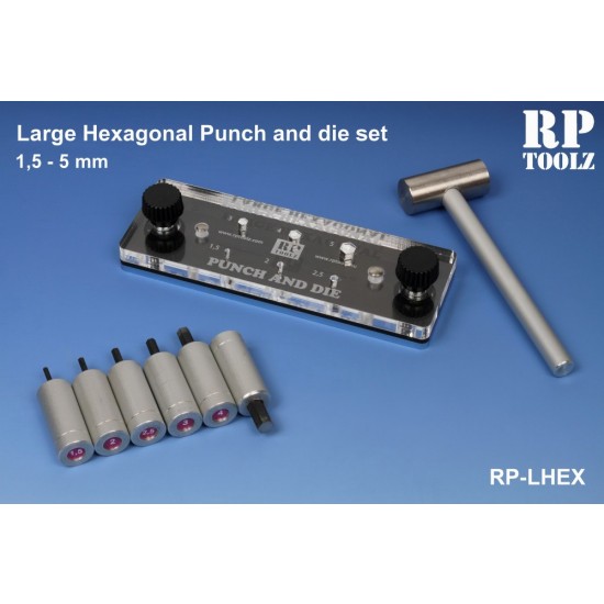 Large Hexagonal Punch and Die Tools Set (Diameters: 1.5mm-5mm)