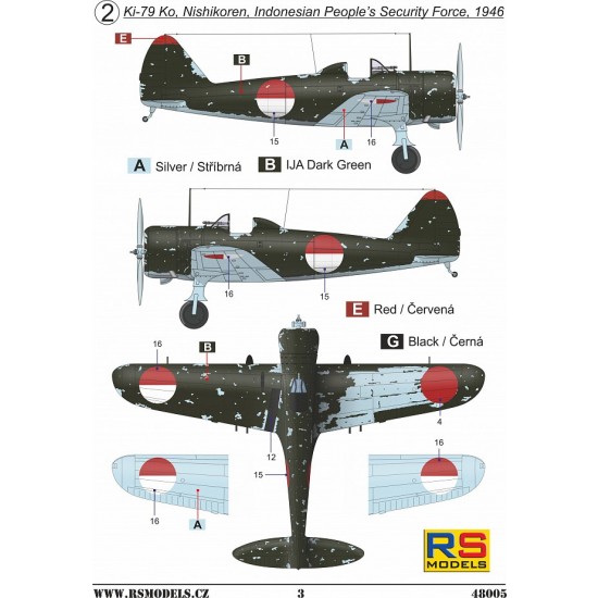 Maquette RS MODELS 48005 Manshu Ki-79 A Shimbu-Tai échelle 1/48 - 3 Planches De Decals Japon