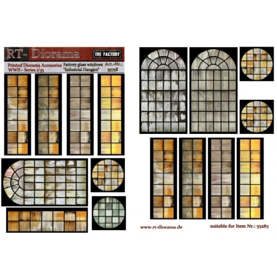 1/35 Printed Acc.: Factory Glass Windows Ind.Hangars