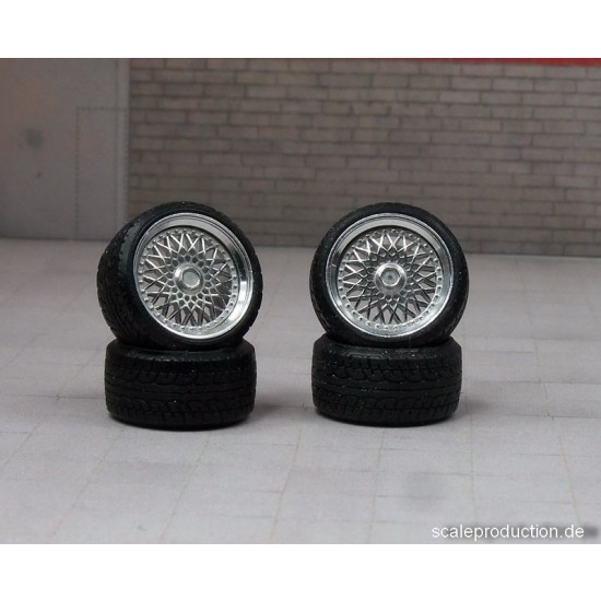 1/24 BBS RS 16 Wheels and Tyres Set (4 Wheels + 4 Tyres)