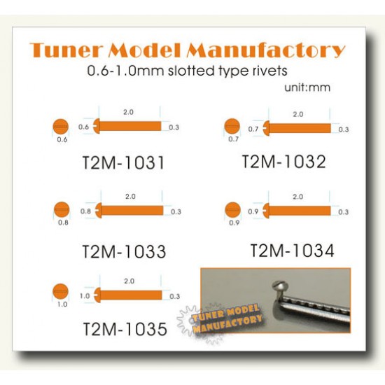 0.7mm Simulated Slotted Head Screws /Slotted Type Rivets (20pcs)