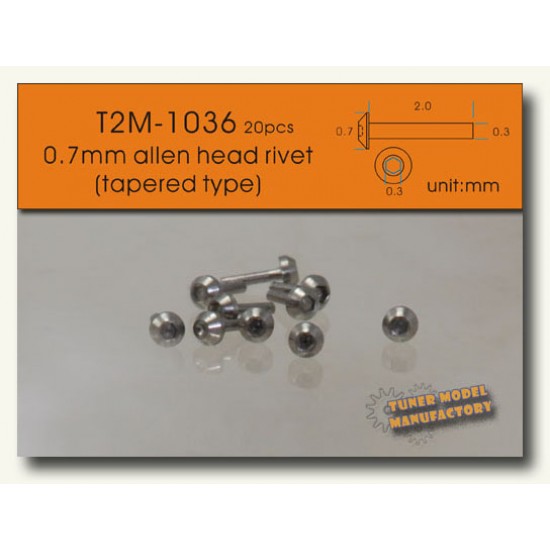 0.7mm Tapered Type Allen Head Rivets (20pcs)