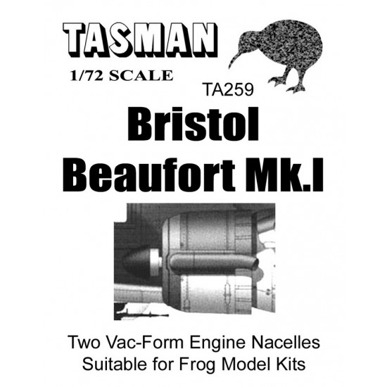 1/72 Beaufort Mk.I Engine Nacelles (white vac-form) for Frog Model kit