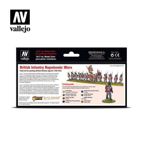 Wargame Acrylic Paint Set - British Infantry Napoleonic Wars (8 x 17ml)