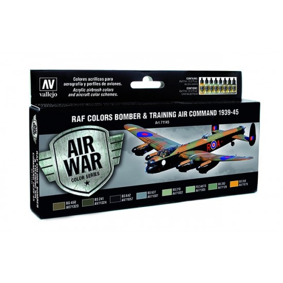 Model Air Acrylic Paint Set - RAF Colours Bomber and Training Air Command 1939-45 (8x17ml)