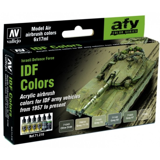 AFV Acrylic Airbrush Paint Set - IDF Colours (6 x 17ml)
