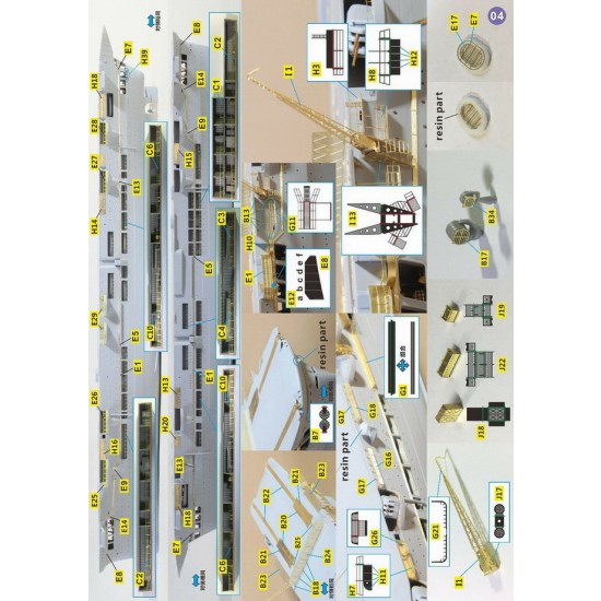 1/350 HMS Ark Royal 1939 Aircraft Carrier Detail-up set for Trumpeter kit #65307 1/350 HMS Ark Royal 1939 Aircraft Carrier Detail-up set for Trumpeter kit #65307