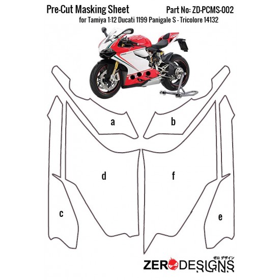 1/12 Ducati 1199 Panigale S - Tricolore Pre-Cut Masking Sheet for Tamiya kit #14132
