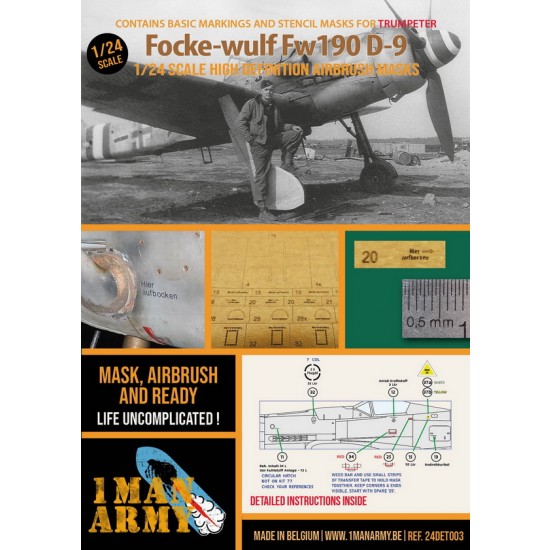 1/24 Focke-wulf Fw 190 D-9 Basic Markings and Stencil Masks for Trumpeter kits