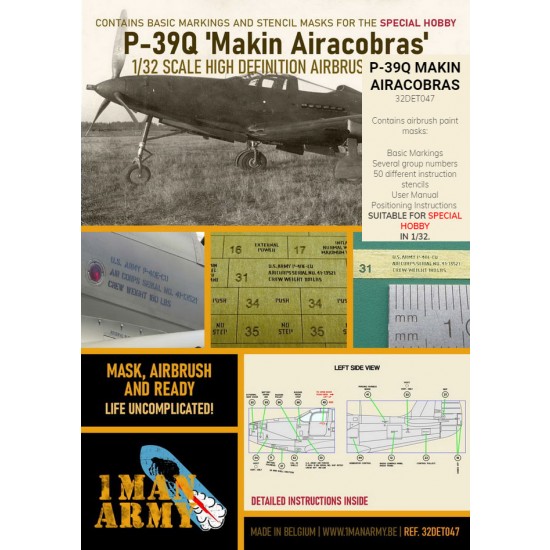 1/32 Bell P-39Q Airacobra Paint Masking for Special Hobby kits