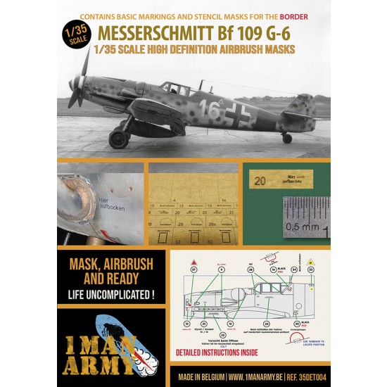 1/35 Messerschmitt Bf109 G6 Basic Markings and Stencil Masks for Border kit
