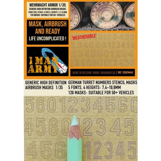 1/35 German Turret Numbers Stencil 5 Fonts Masking