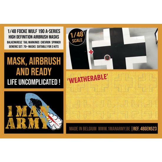 1/48 Focke Wulf 190 A-Series Mask - Balkkr. Chevr. Tail Marking Generic set