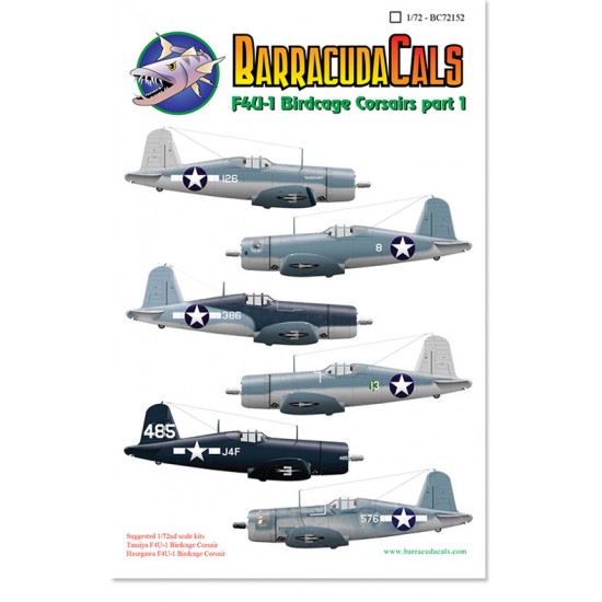 1/72 Vought F4U-1 Birdcage Corsairs Decals Part 1