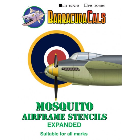 1/72 de Havilland Mosquito Airframe Stencils - Expanded