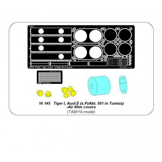 1/16 Tiger I E Tunisia 501 abt. Air Filter Covers for Tamiya kits