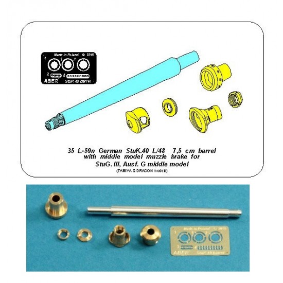1/35 German StuG.III G (mid) Stuk.40 L/48 7.5cm Barrel for Tamiya/Dragon kits