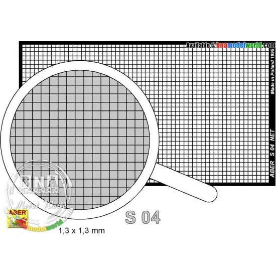 Photo-etched Net 1.3mm x 1.3mm (Net Dimension without frame: 75mm x 42mm)