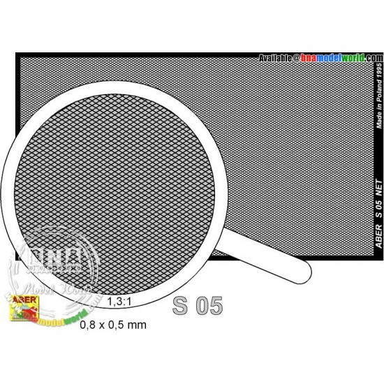 Photo-etched Net 0.8mm x 0.5mm (Dimension without frame: 75mm x 42mm)