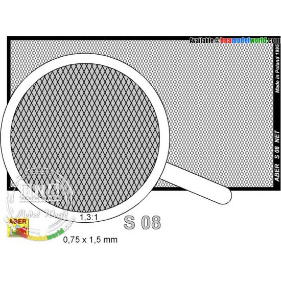 Photo-etched Net 0.75mm x 1.5mm (Net Dimension without frame: 75mm x 42mm)