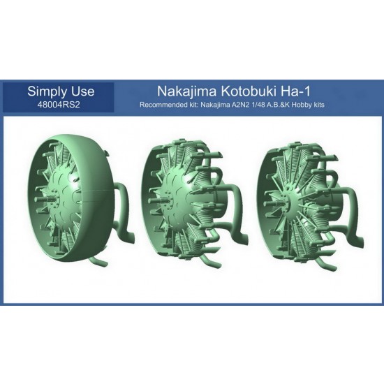 1/48 Nakajima A2N2 Kotobuki Ha-1 Engine w/Exhaust Type #2 for A.B.&K kits
