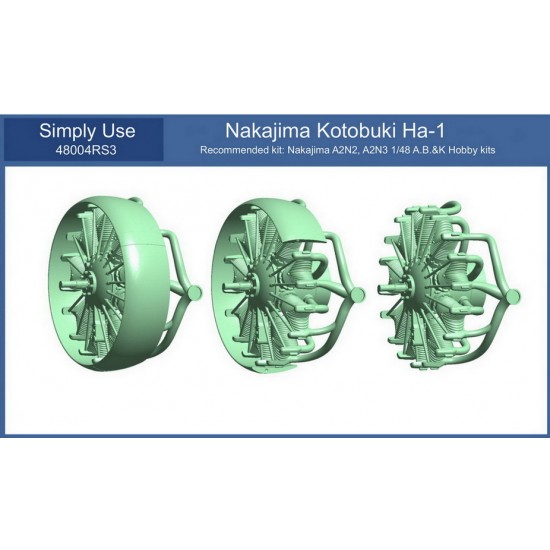 1/48 Nakajima A2N2/A2N3 Kotobuki Ha-1 Engine w/Exhaust Type #3 for A.B.&K kits
