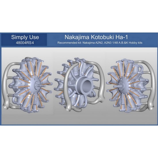 1/48 Nakajima A2N2/A2N3 Kotobuki Ha-1 Engine w/Exhaust Type #4 for A.B.&K kits