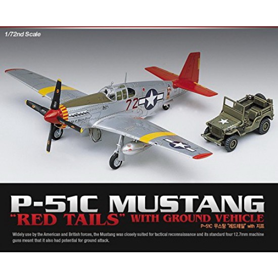 1/72 North American P-51C Mustang "Red Tails" w/Ground Vehicle
