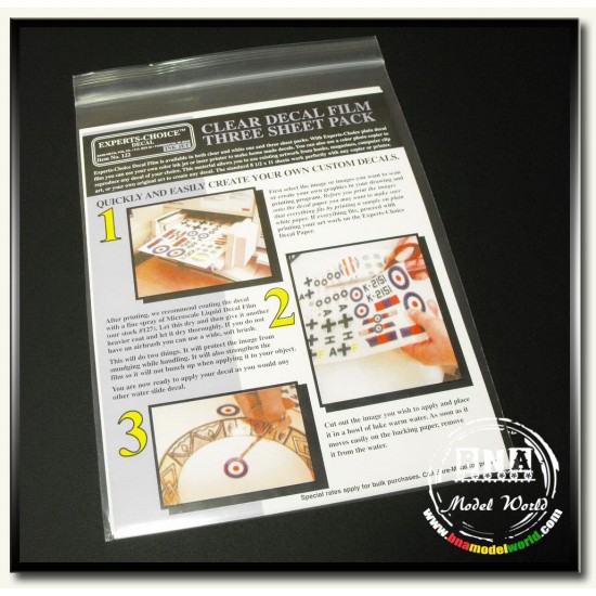 Inkjet Clear Decal Film - Three Sheet Pack