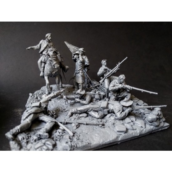 54mm Scale American Civil War Battle of Cedar Creek 1864 (8 figures w/base & low wall)