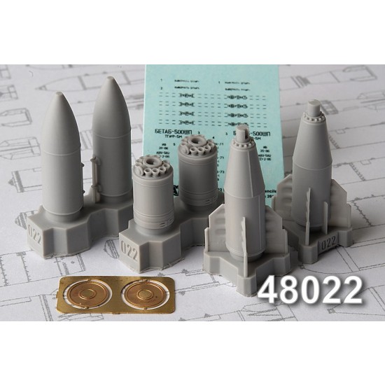 1/48 BETAB-500 Shp 500kg Concrete Piercing Bomb (2pcs)